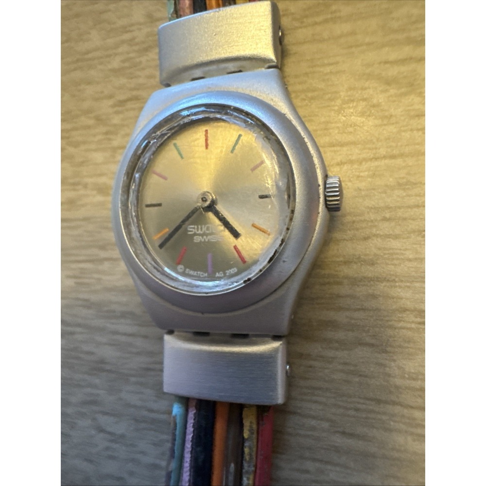 Swatch Watch Irony Filamento YSS1006 Multicolor Swiss AG Y2k New Battery No Band - Picture 2 of 6